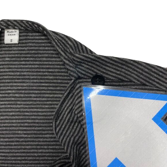 HABITAT CLOTHES TO LIVE IN Gray Black Stripe Rayon Knit Draped Cardigan Small - Picture 12 of 12